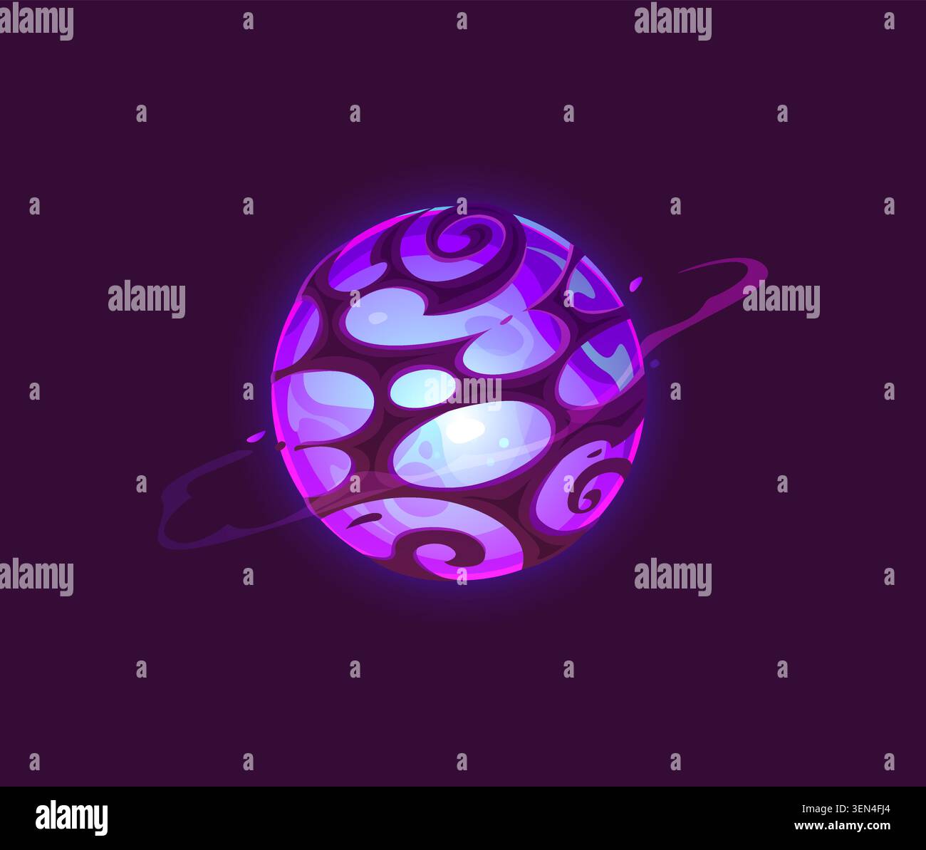 Cartoon alien planet with abstract glowing surface Stock Vector