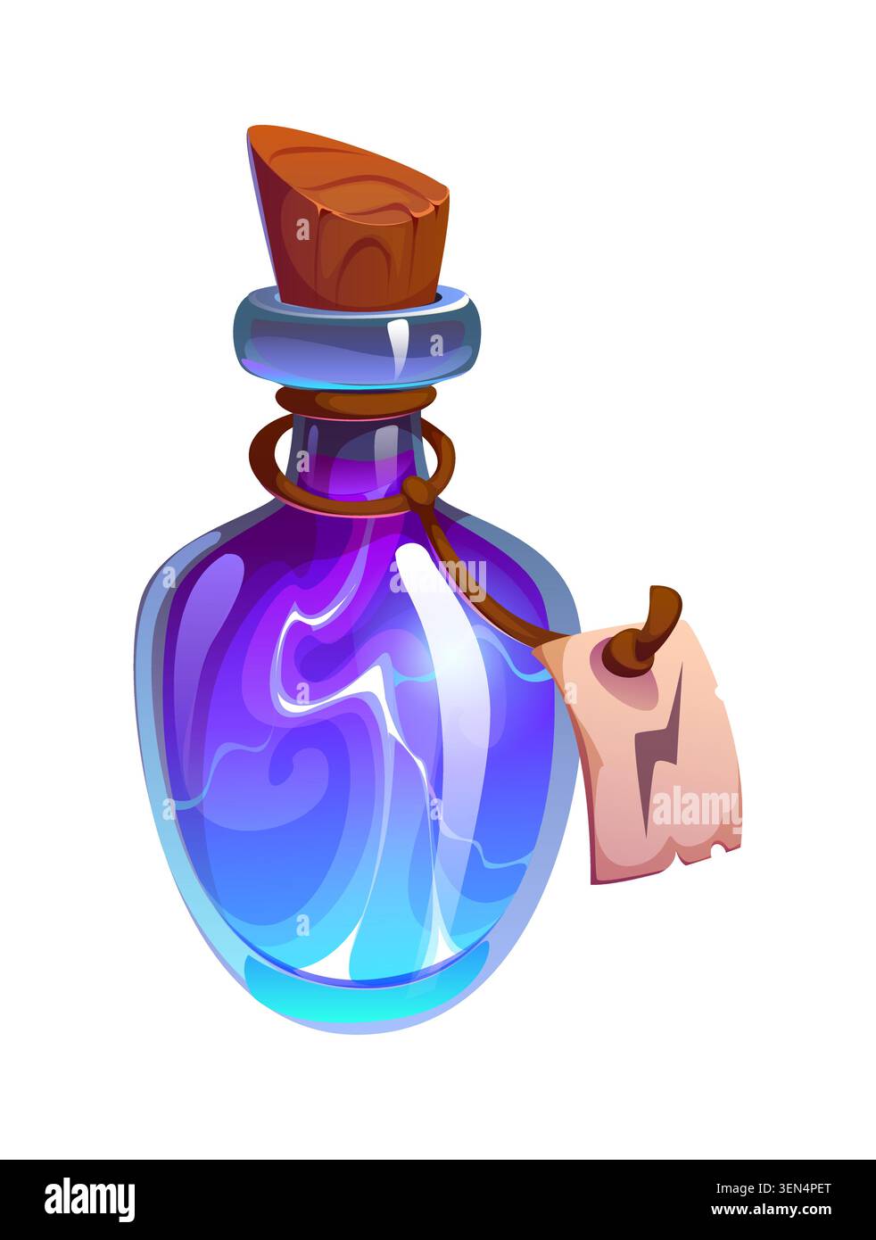 Cartoon magic potion bottle lightning energy spell Stock Vector