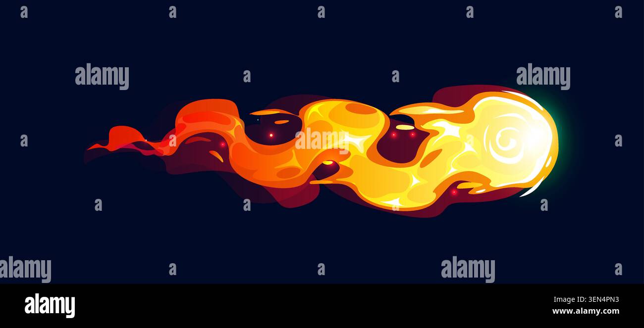Gun fire effect trail flame. Game plasma clot Stock Vector