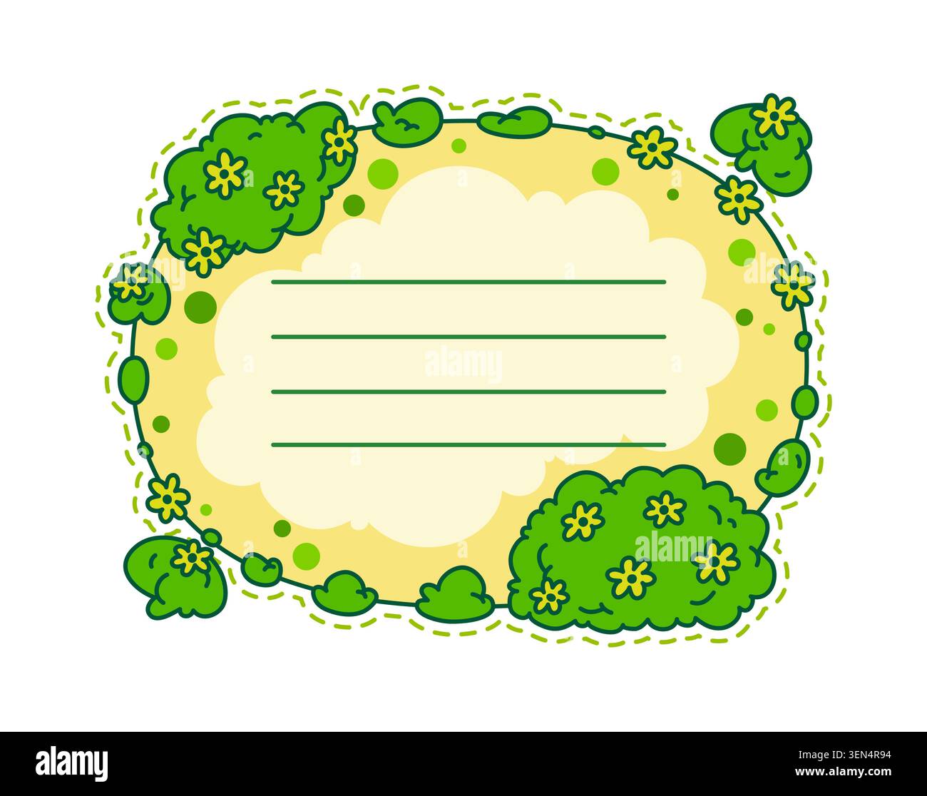 Plants, tree and flower kids memo note frame Stock Vector