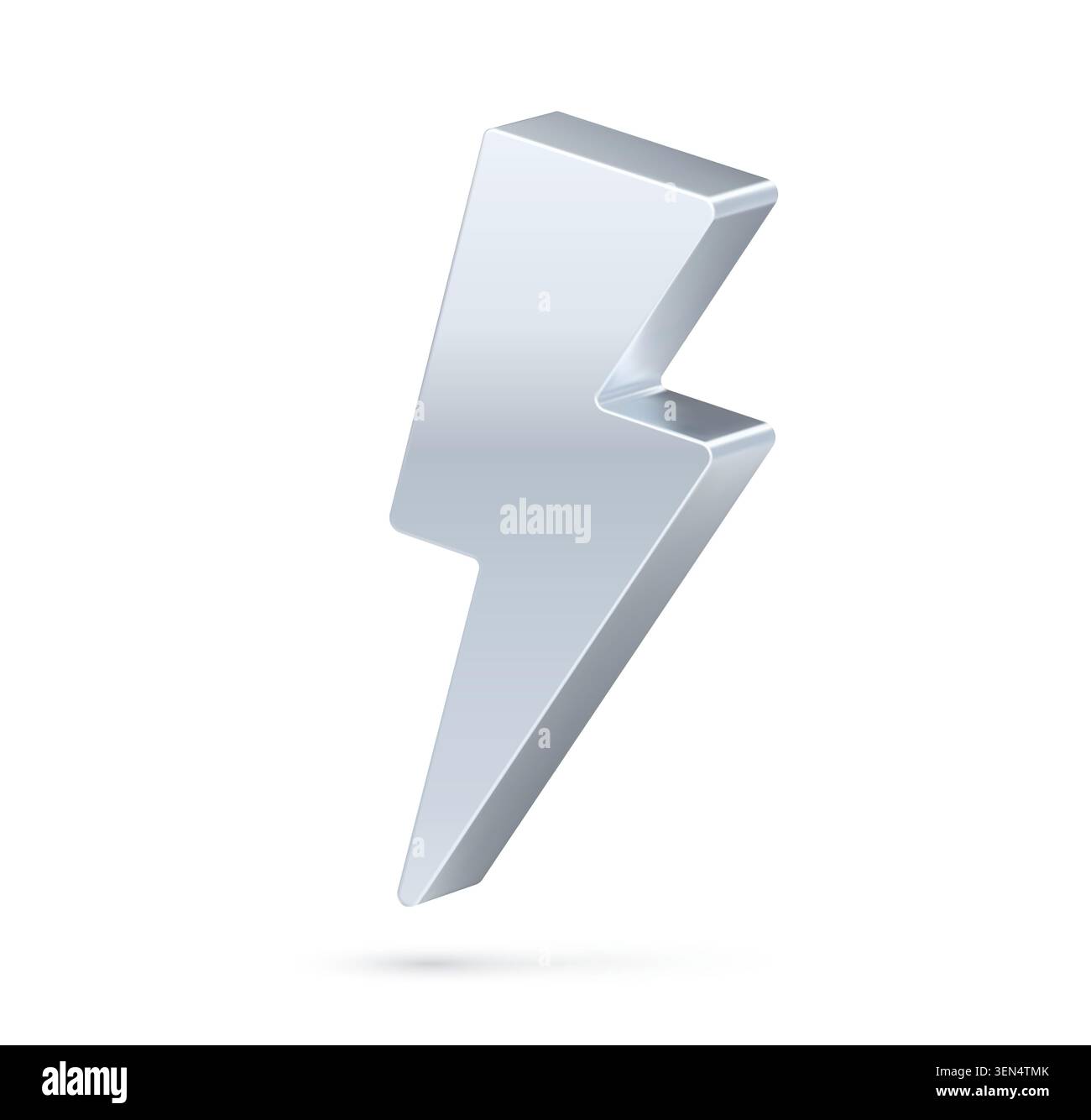 3D silver or chrome energy lightning icon Stock Vector