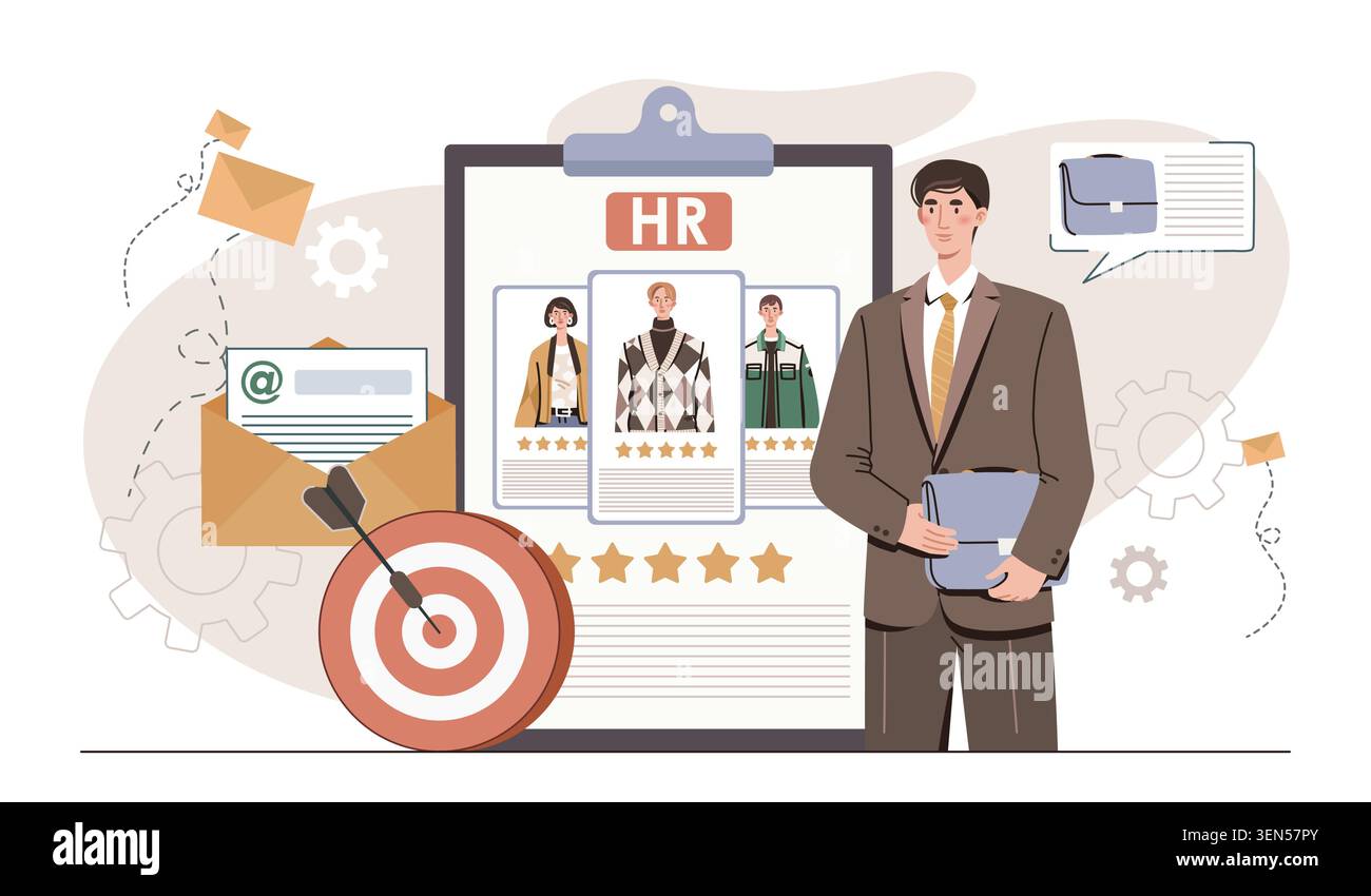 Hiring process scene. Vector illustration Stock Vector
