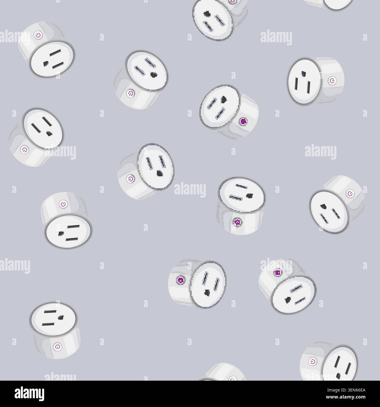 seamless pattern power smar plug cartoon. power smar plug sign vector Stock Vector