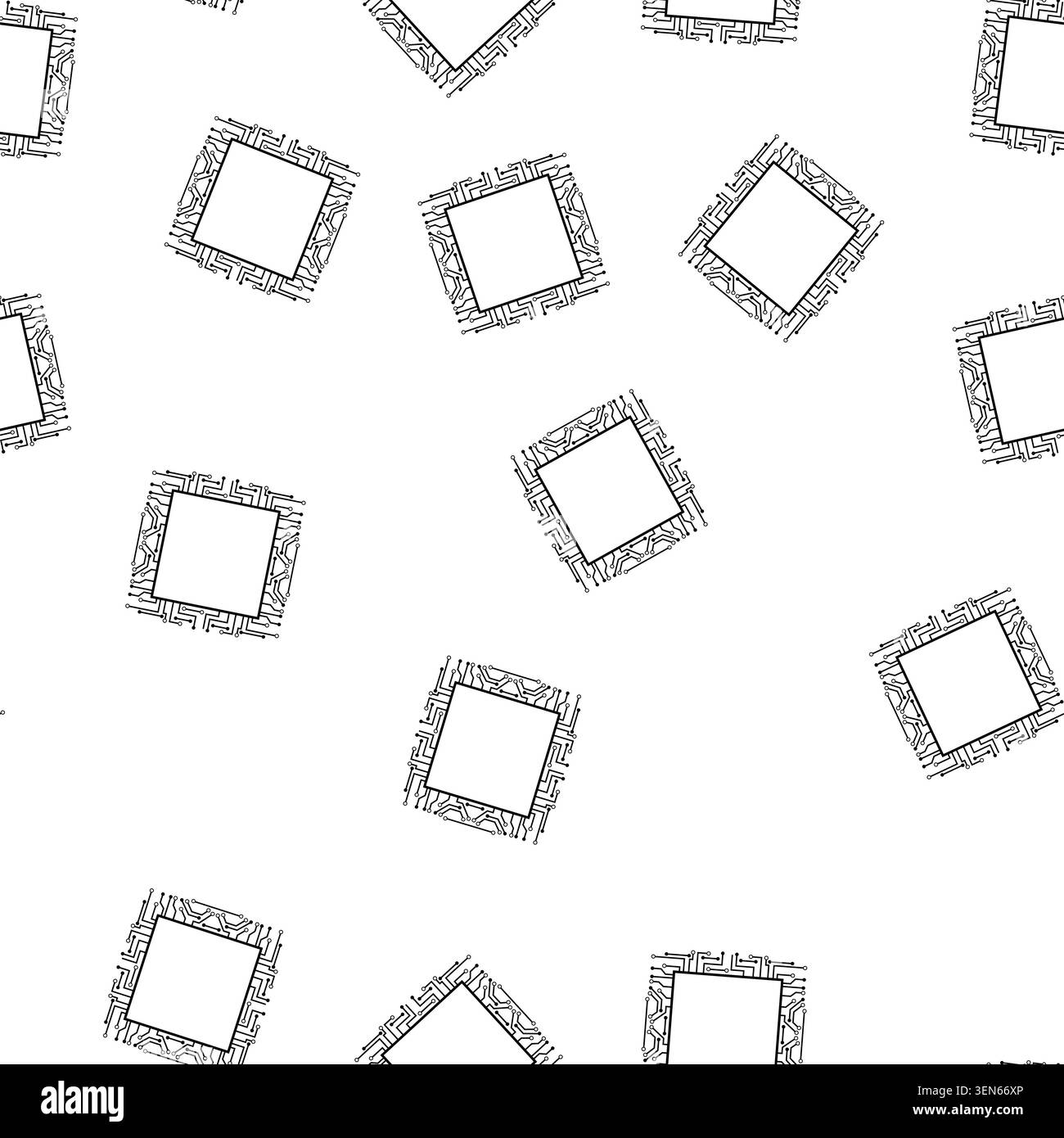 pattern wafer microchip frame cartoon. substrate photolithography, etching doping, packaging interconnects wafer microchip frame sign vector Stock Vector