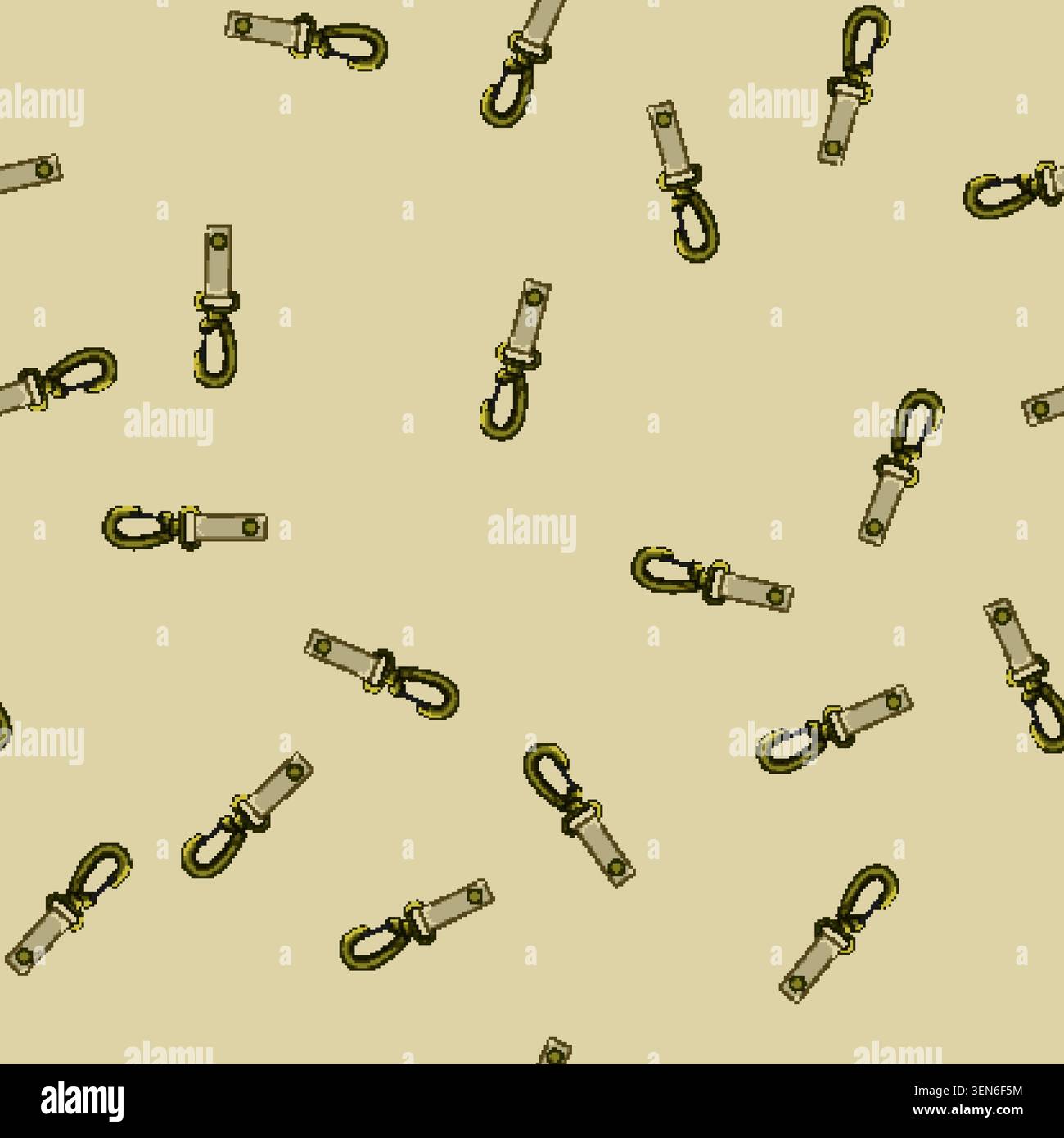 seamless pattern loop key ring clip cartoon. buckle fastener, snap attachment, connector gadget loop key ring clip sign vector Stock Vector