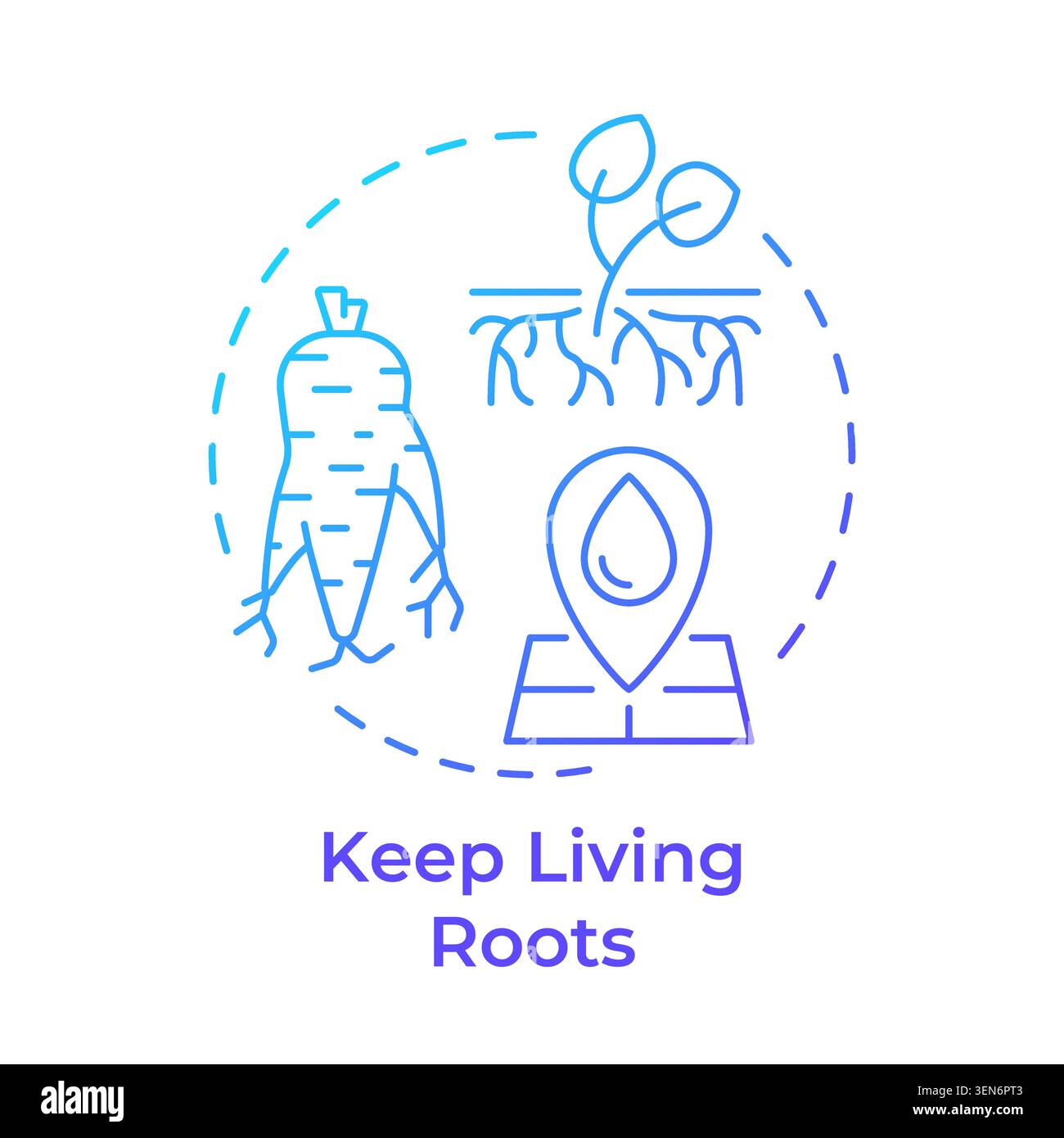 Keep living roots blue gradient concept icon Stock Vector