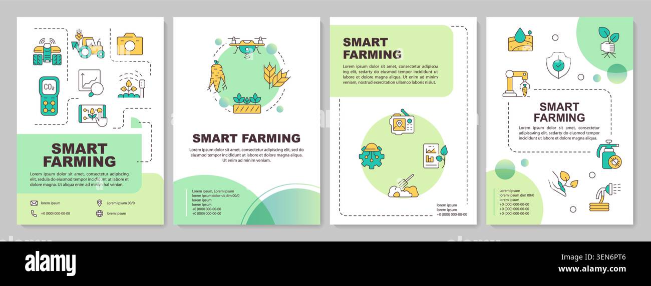Smart farming green circle brochure layout Stock Vector