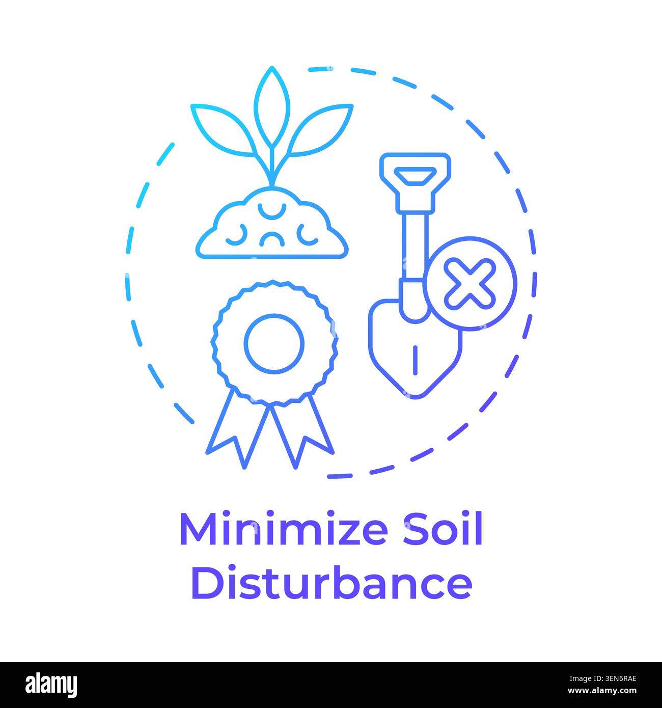 Minimize soil disturbance blue gradient concept icon Stock Vector