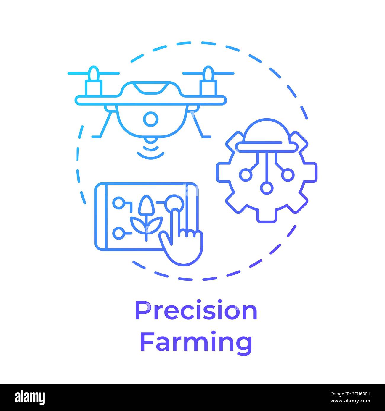 Precision farming blue gradient concept icon Stock Vector
