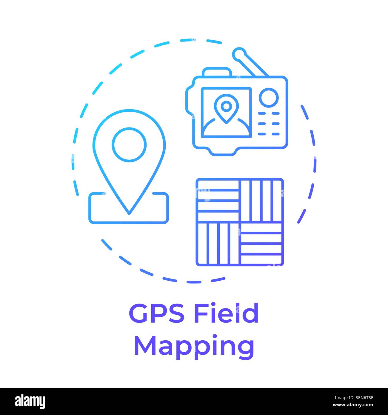 GPS field mapping blue gradient concept icon Stock Vector