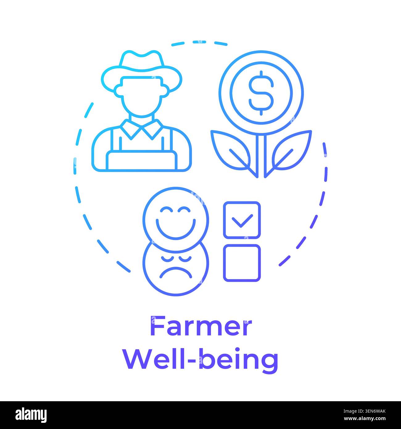 Farmer wellbeing blue gradient concept icon Stock Vector