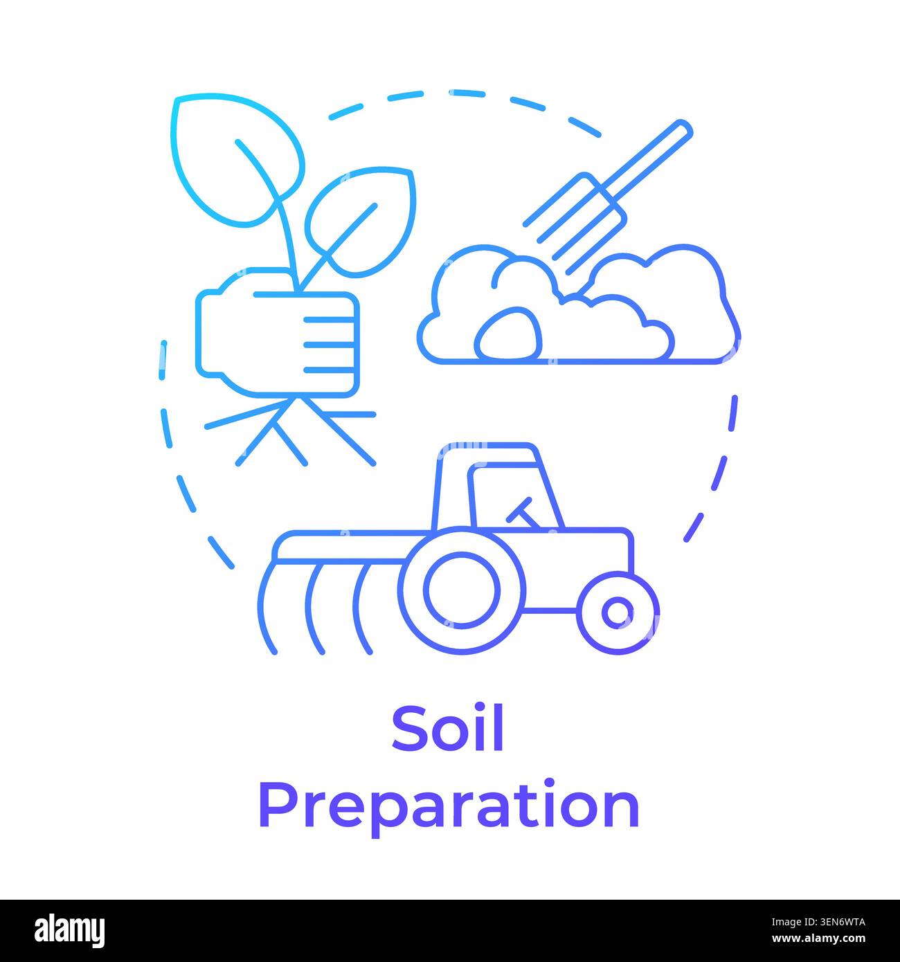 Soil preparation blue gradient concept icon Stock Vector