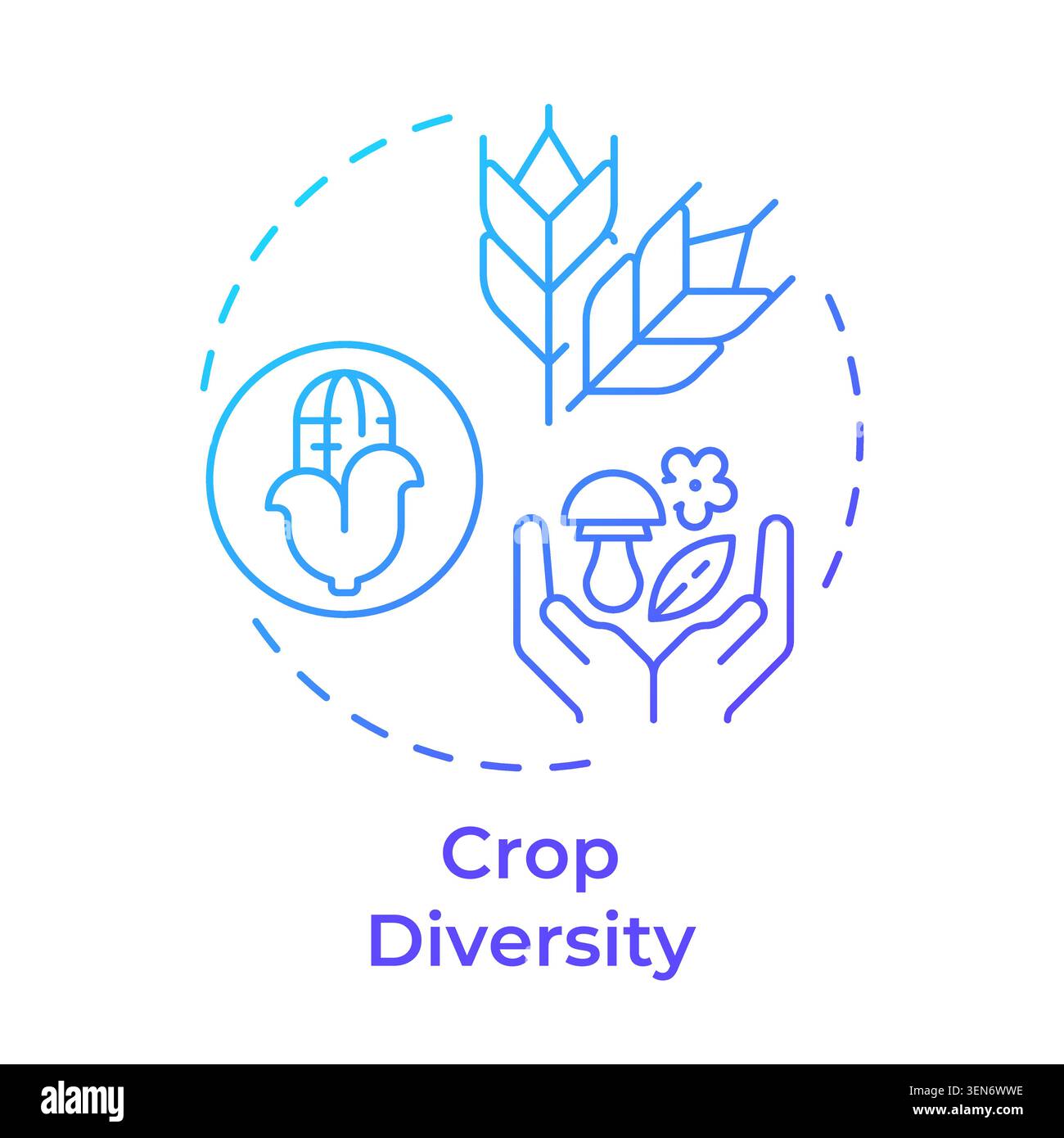 Crop diversity blue gradient concept icon Stock Vector