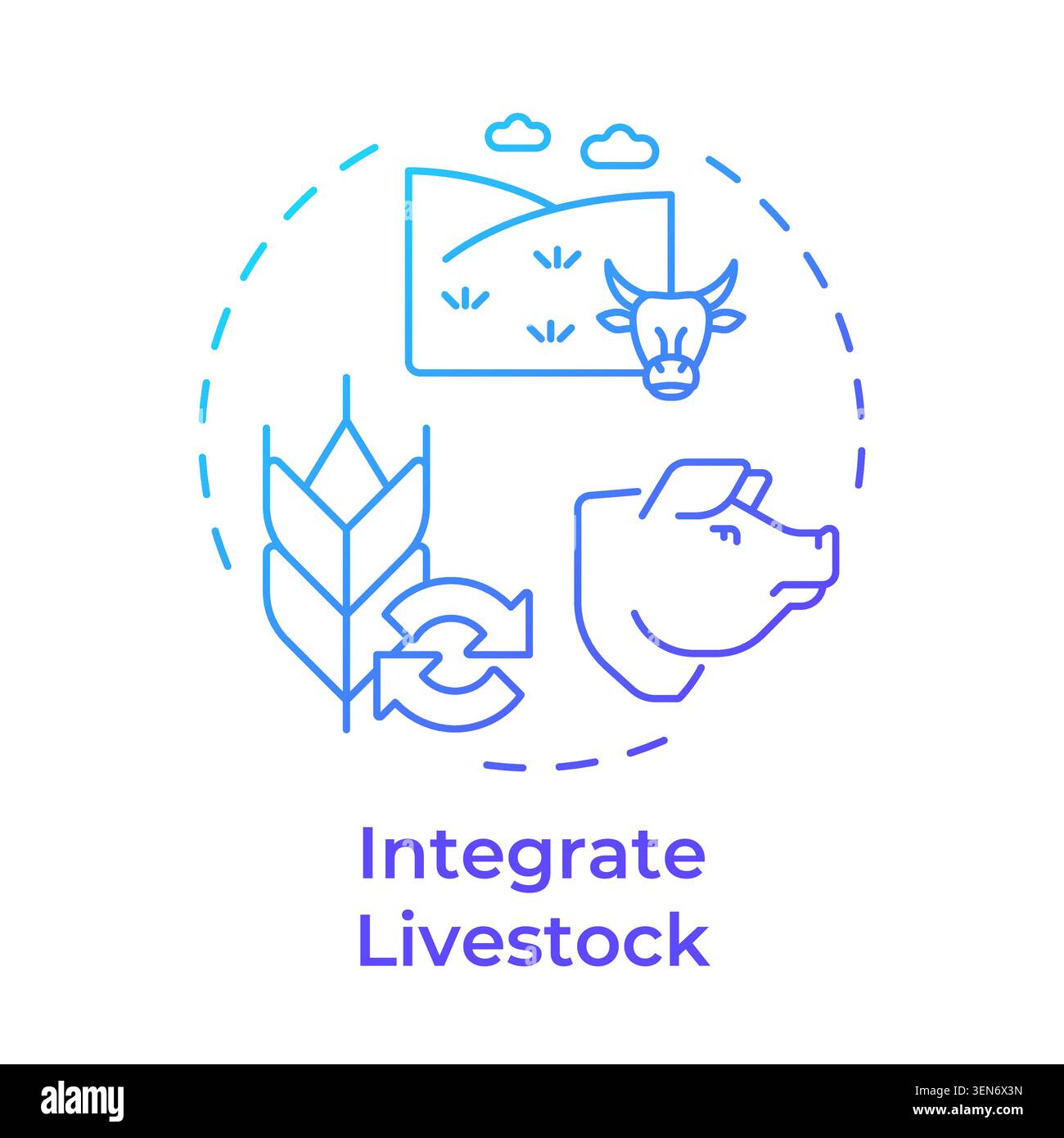 Integrate livestock blue gradient concept icon Stock Vector