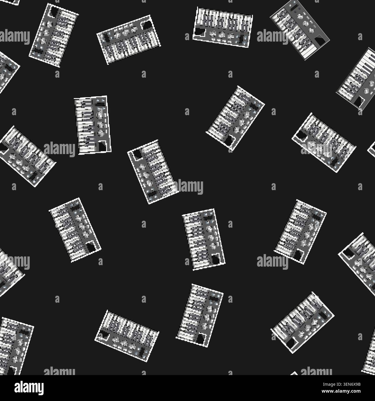 seamless pattern studio synthesizer audio cartoon. studio synthesizer audio sign vector Stock Vector