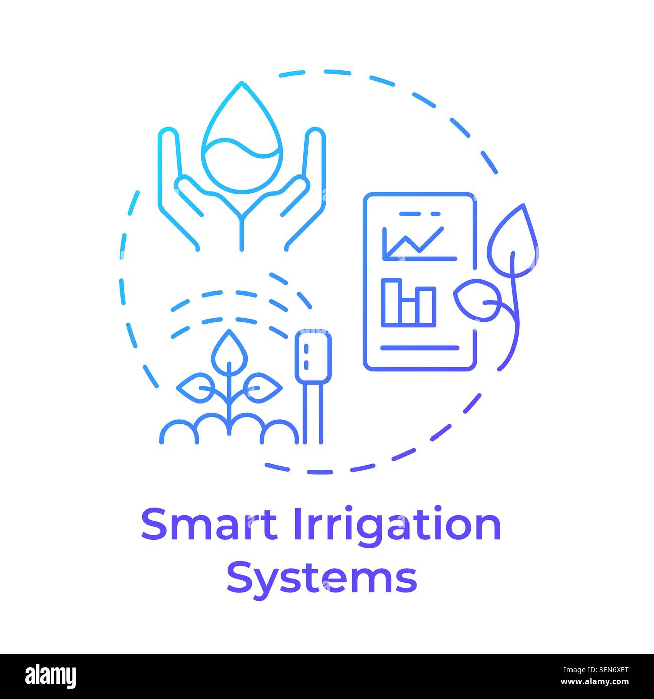Smart irrigation systems blue gradient concept icon Stock Vector