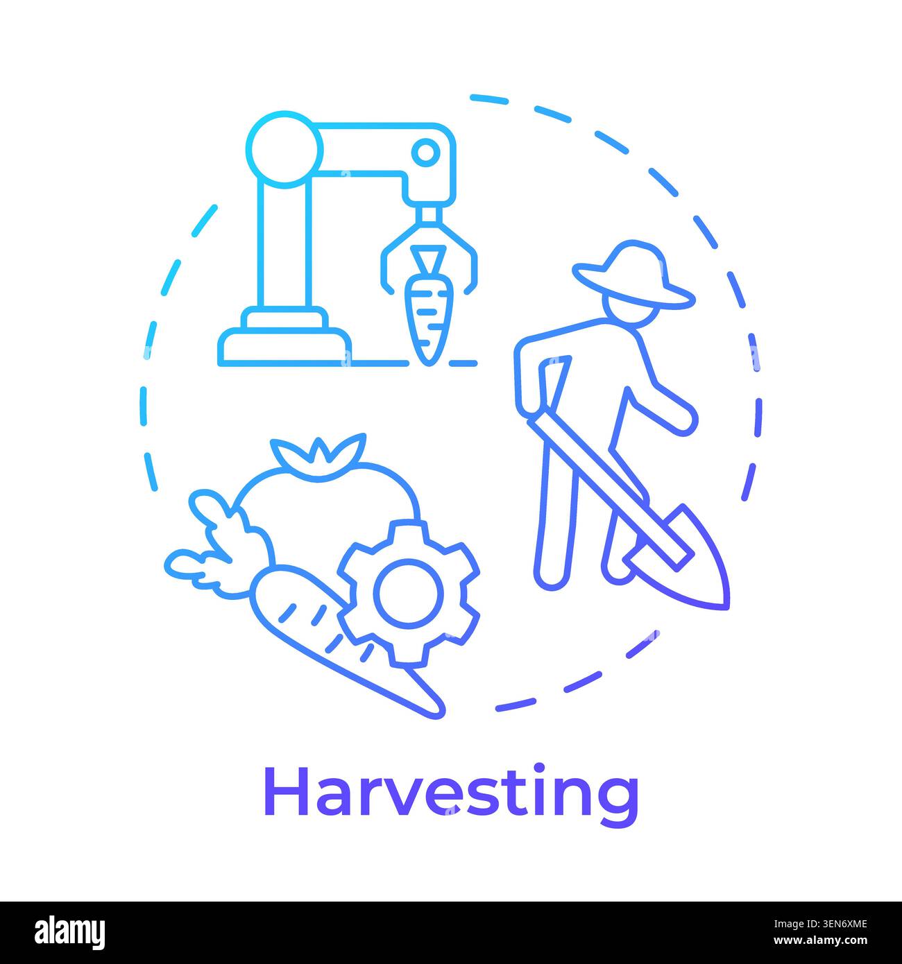 Harvesting blue gradient concept icon Stock Vector