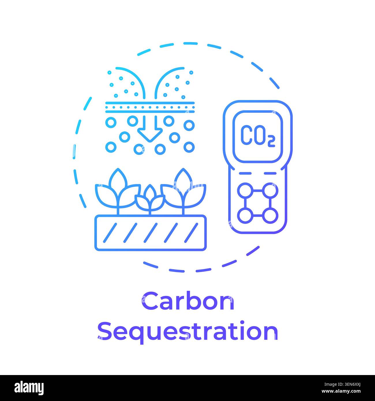Carbon sequestration blue gradient concept icon Stock Vector