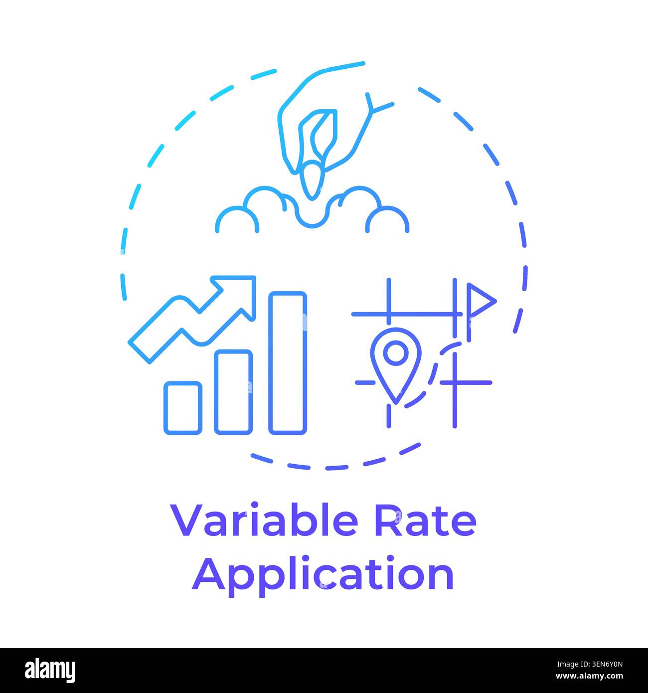 Variable rate application blue gradient concept icon Stock Vector