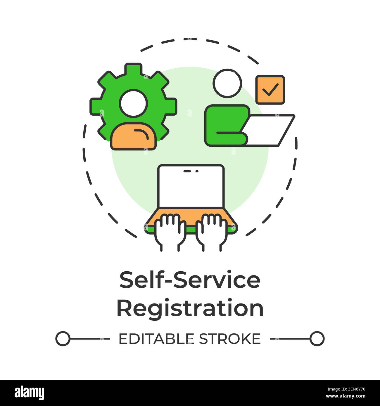 Self service registration multi color concept icon Stock Vector