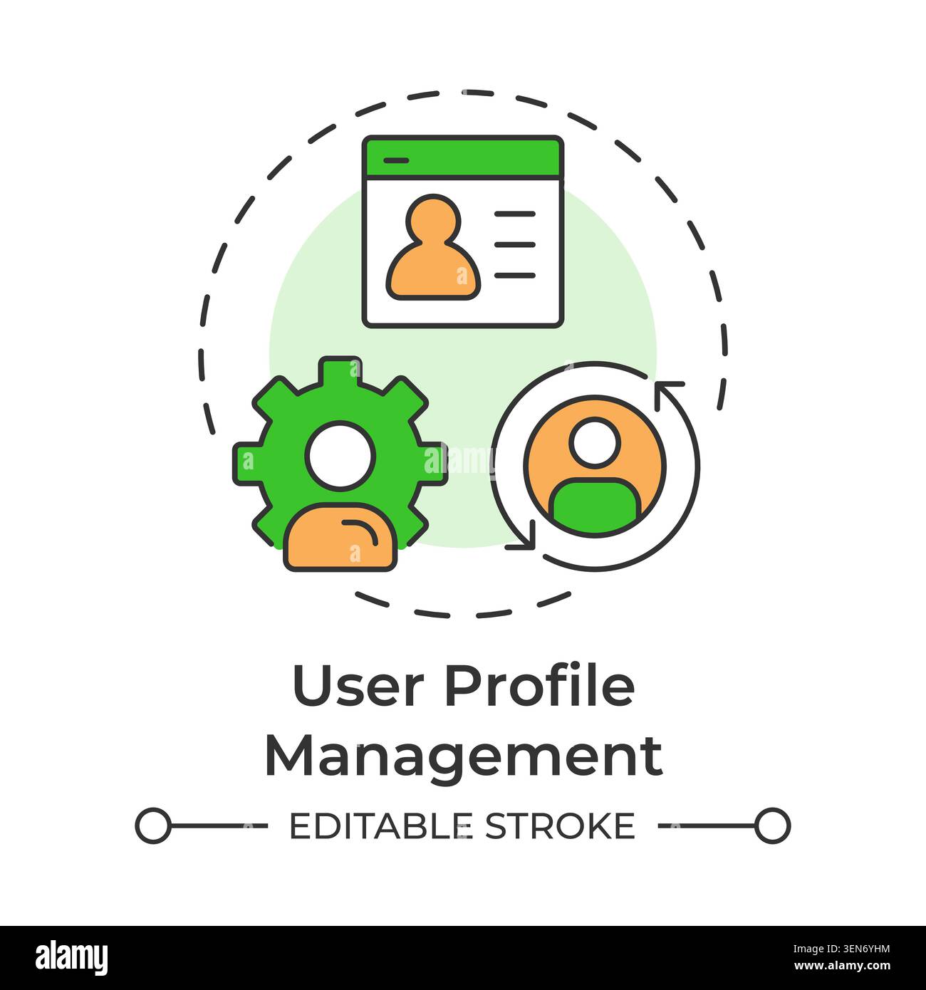 User profile management multi color concept icon Stock Vector