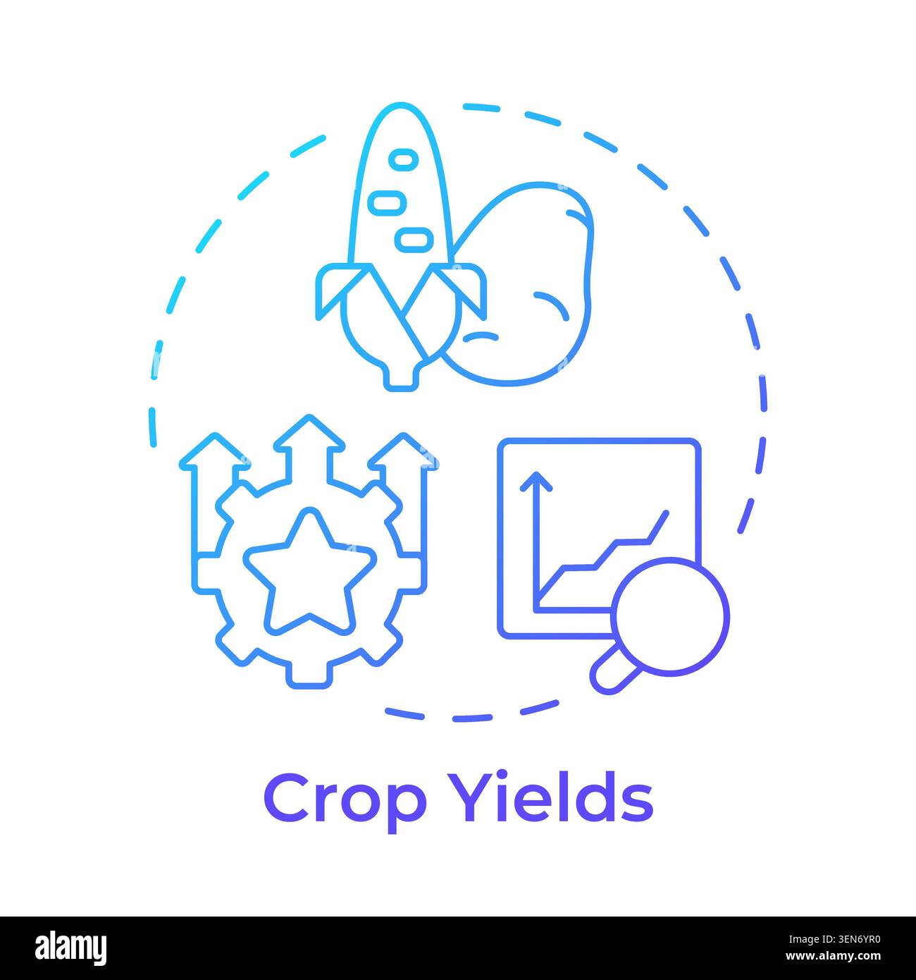 Crop yields blue gradient concept icon Stock Vector