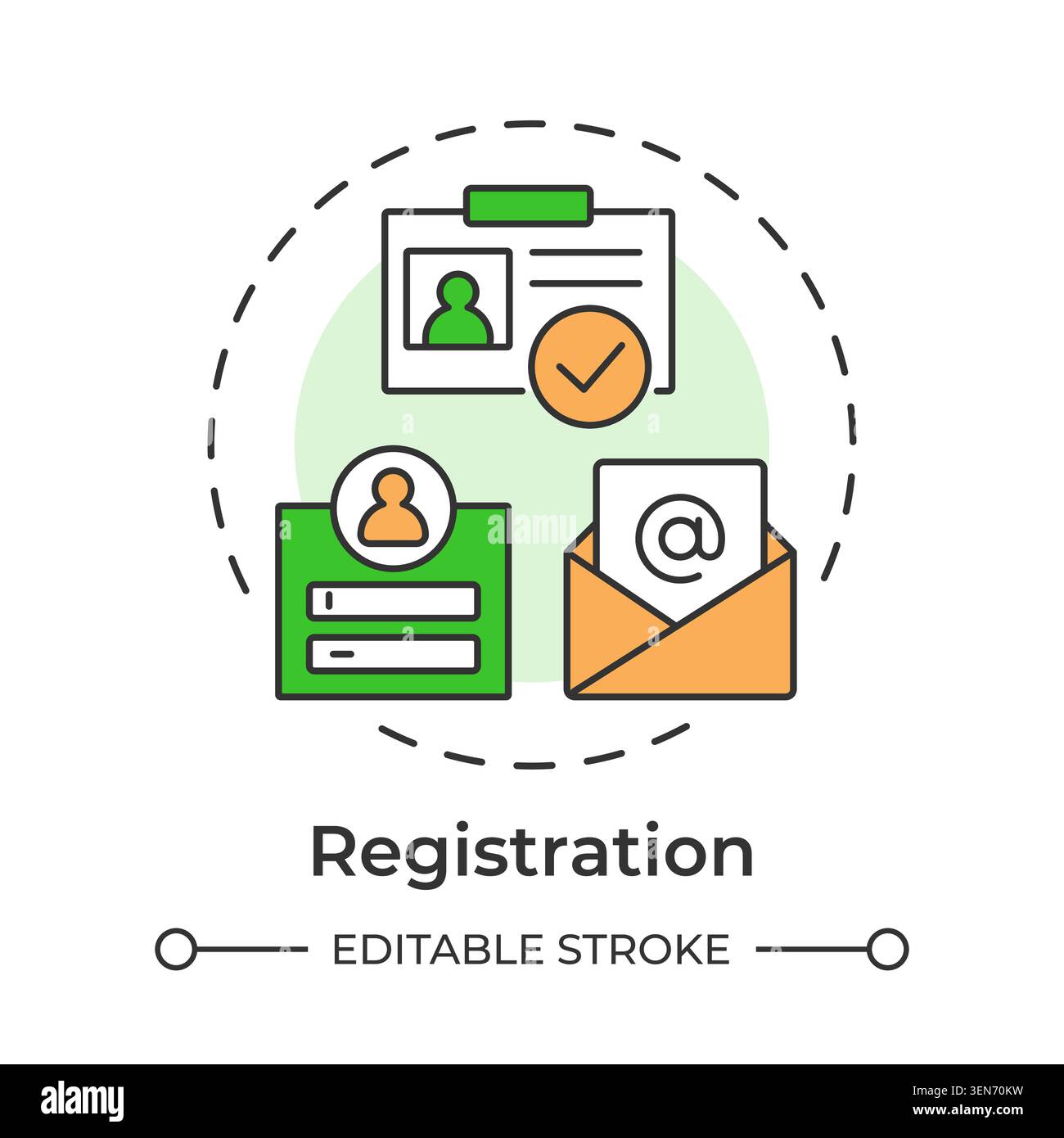 Registration multi color concept icon Stock Vector