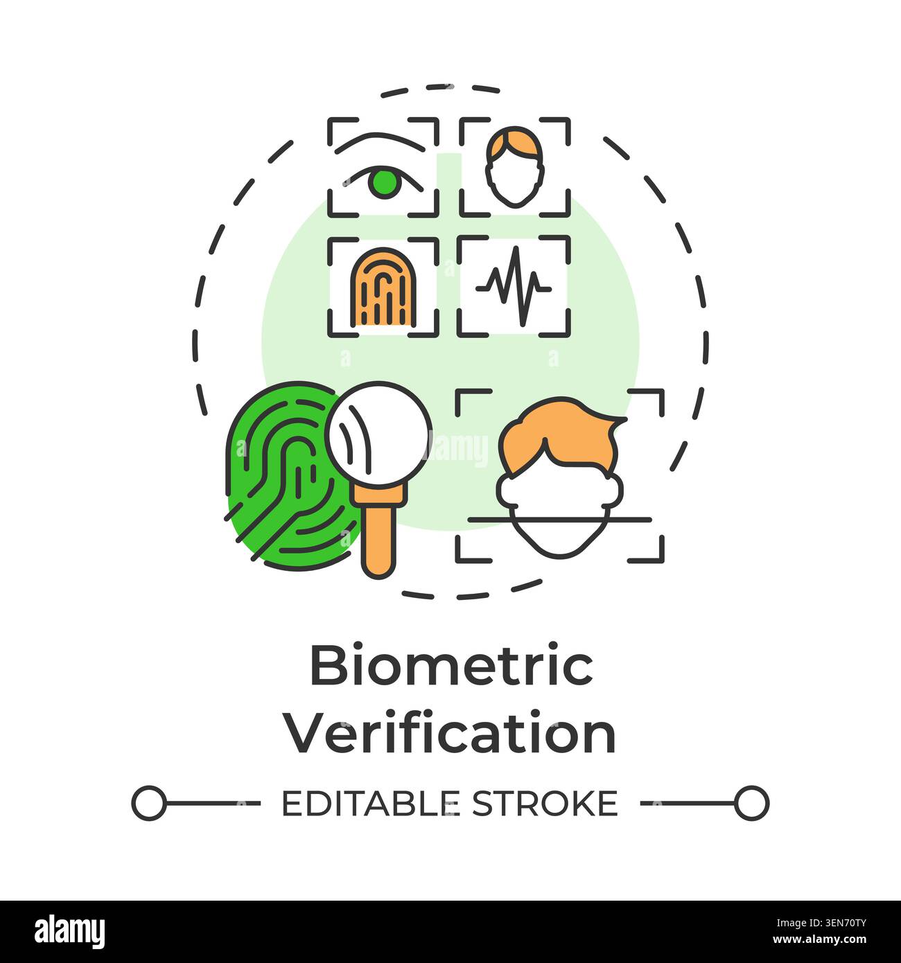 Biometric verification multi color concept icon Stock Vector