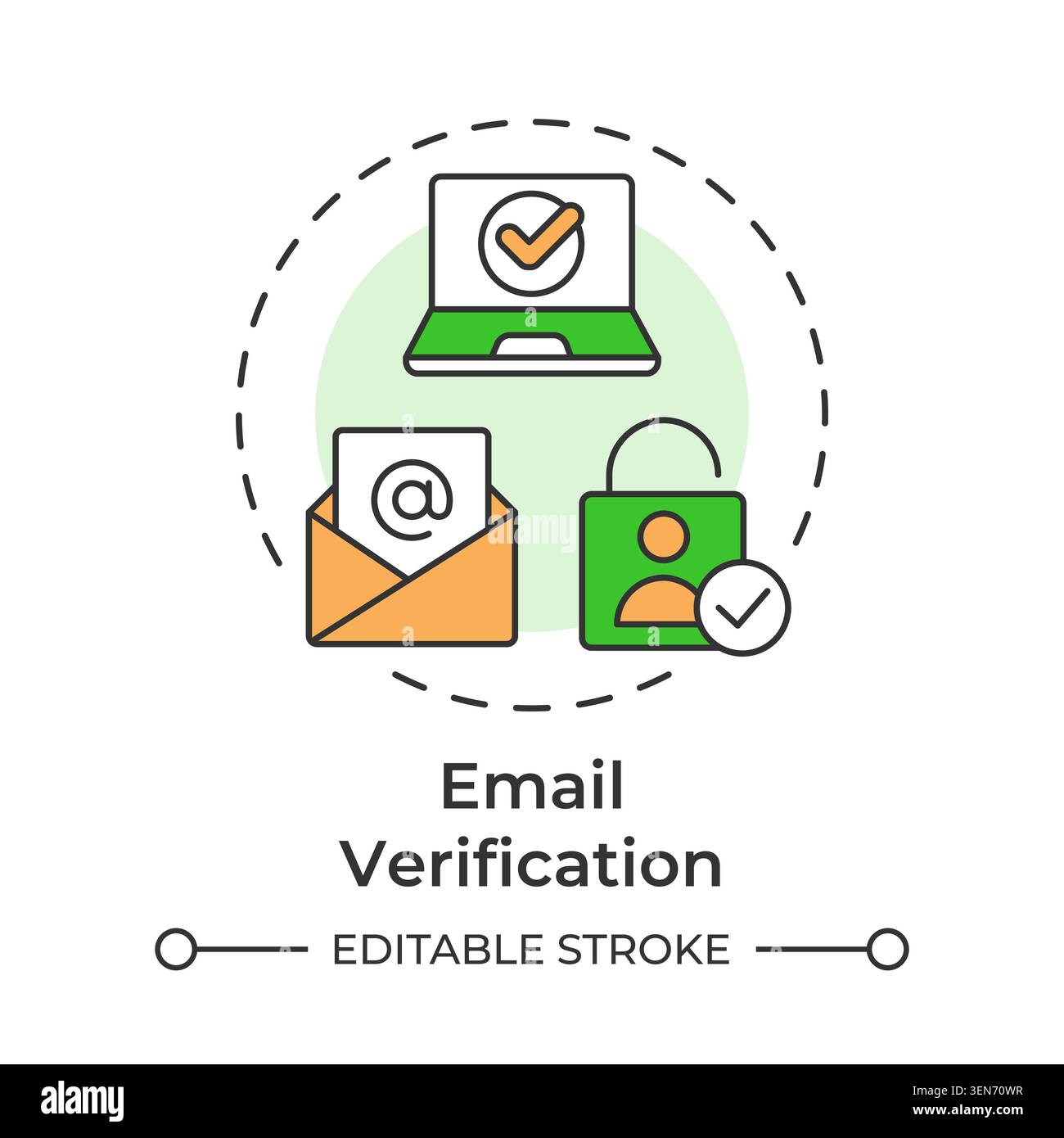 Email verification multi color concept icon Stock Vector
