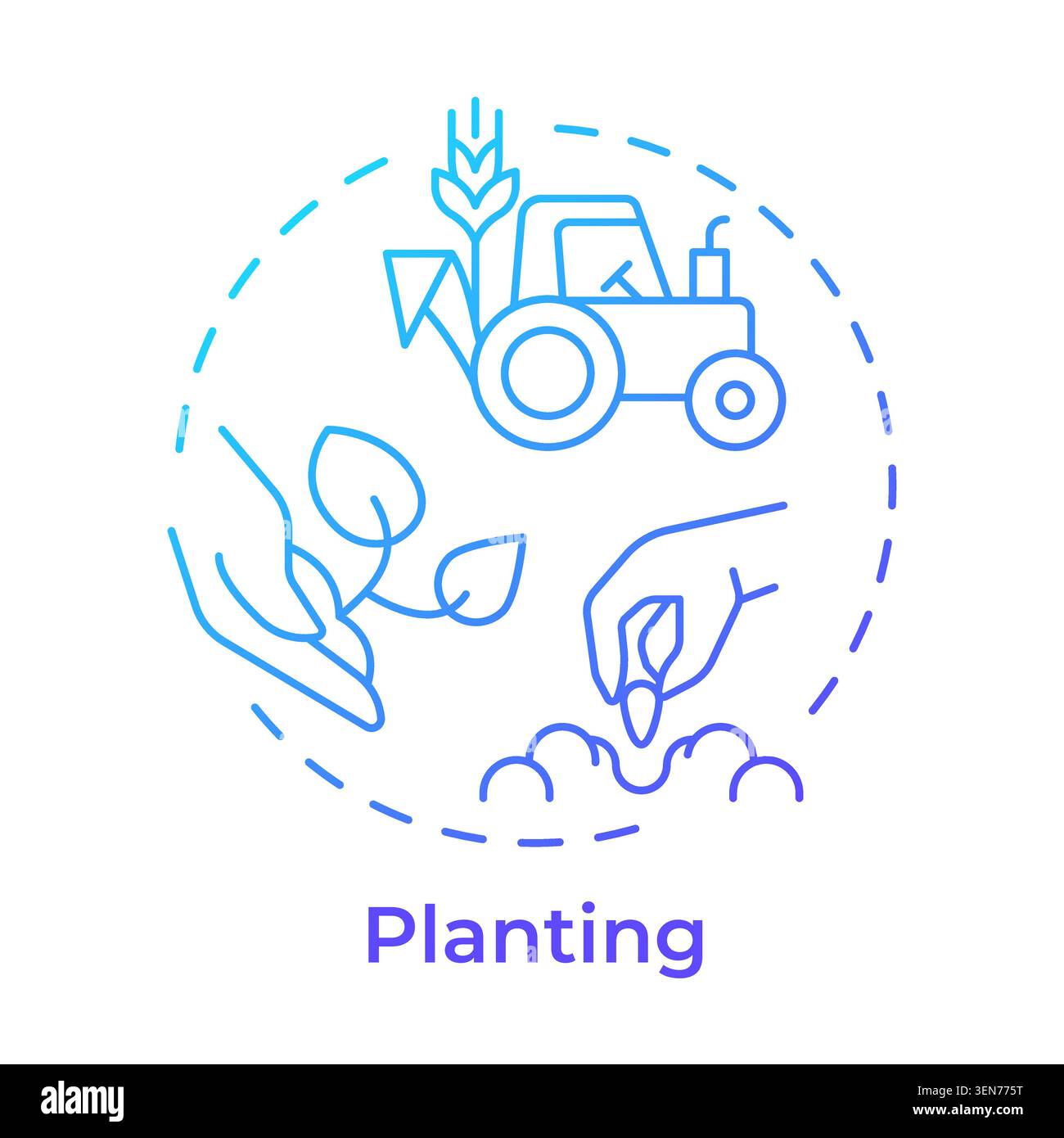 Planting blue gradient concept icon Stock Vector