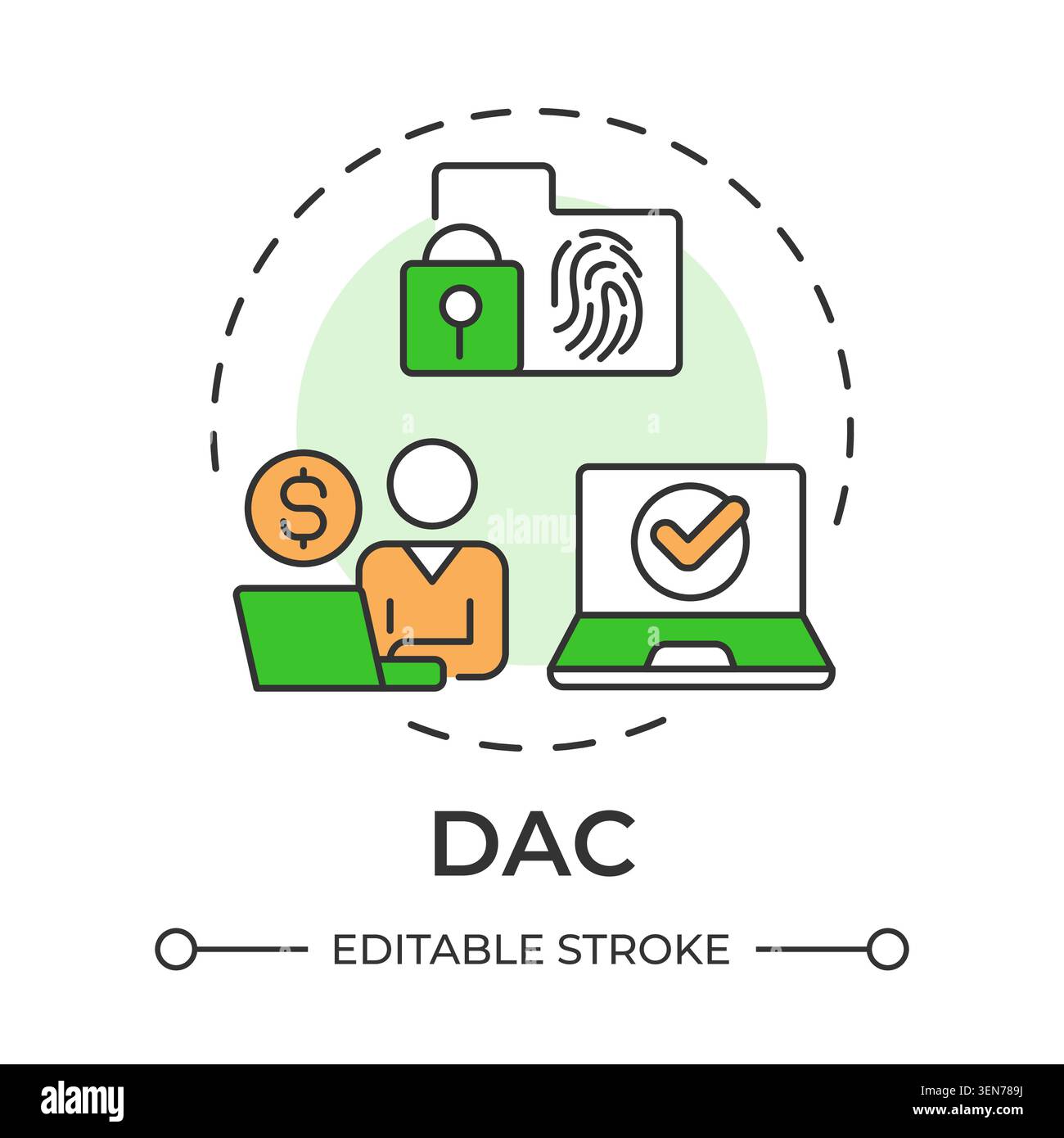 DAC multi color concept icon Stock Vector