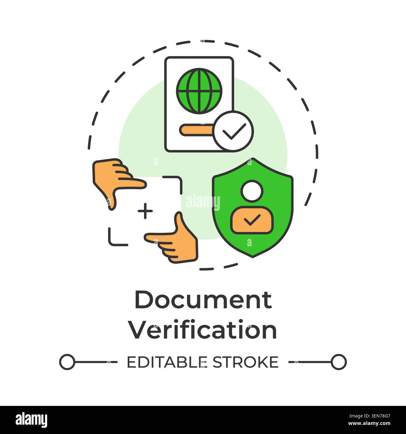 Document verification multi color concept icon Stock Vector