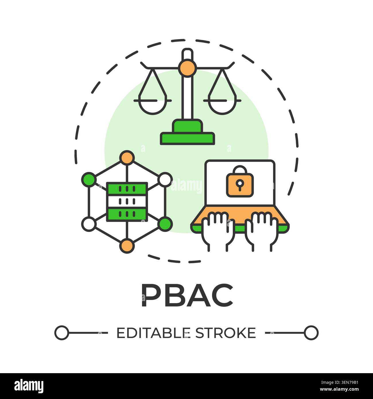 PBAC multi color concept icon Stock Vector