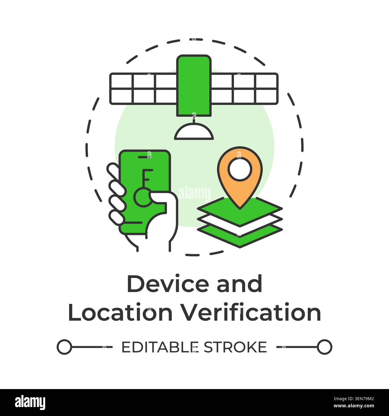 Device and location verification multi color concept icon Stock Vector