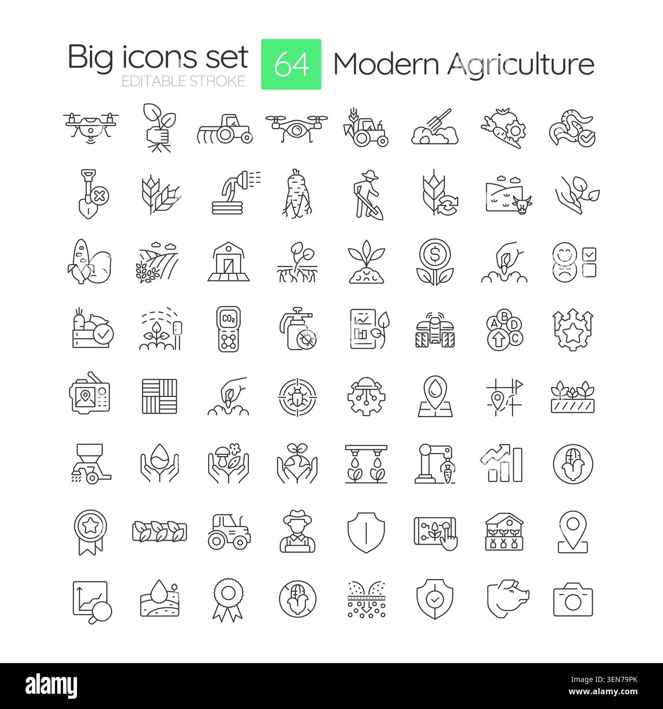 Modern agriculture line icons set Stock Vector