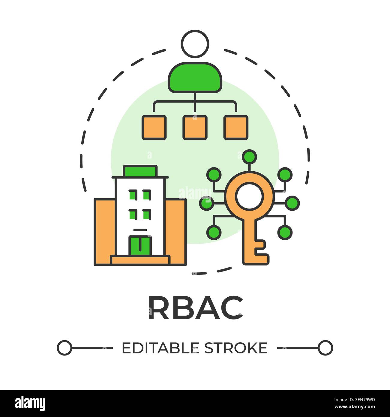 RBAC multi color concept icon Stock Vector