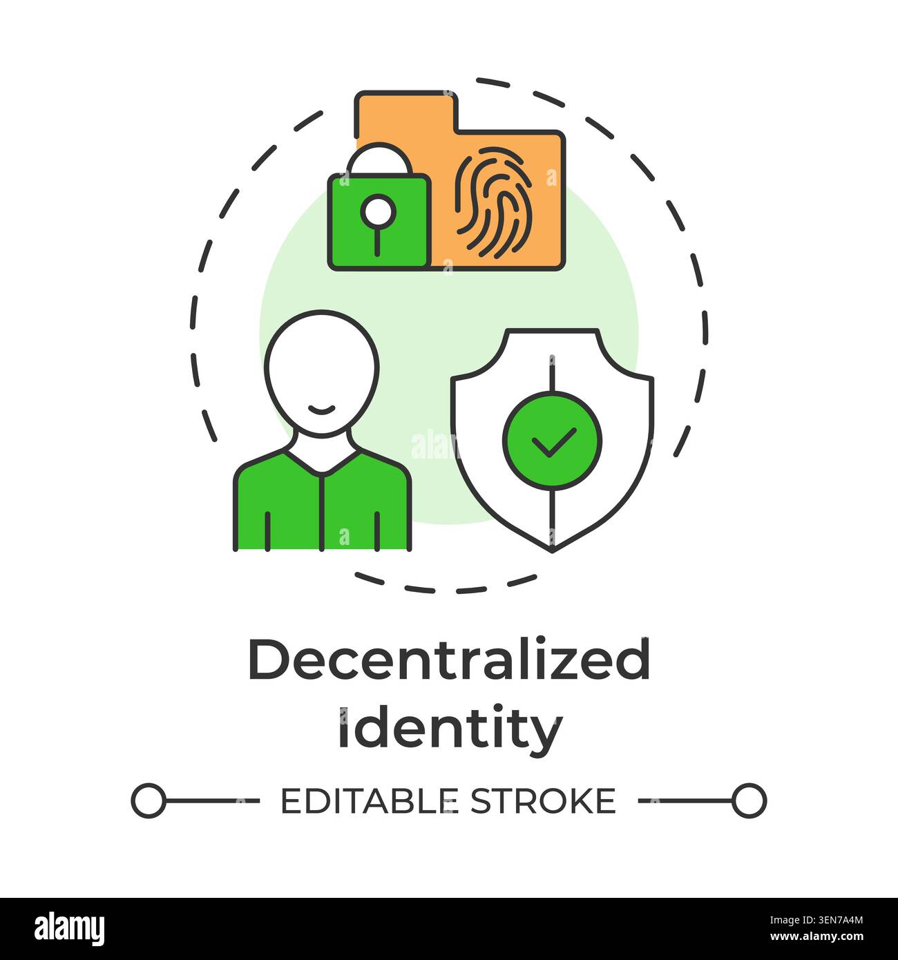 Decentralized identity multi color concept icon Stock Vector