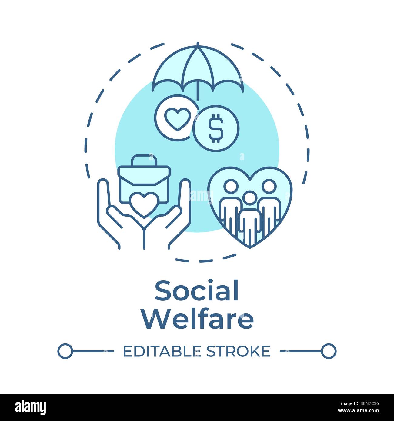 Social welfare soft blue concept icon Stock Vector