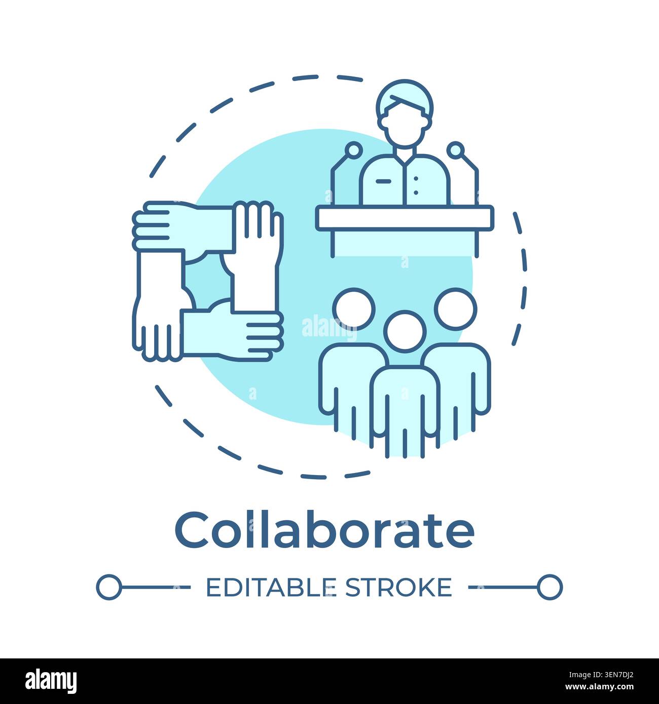 Collaborate soft blue concept icon Stock Vector