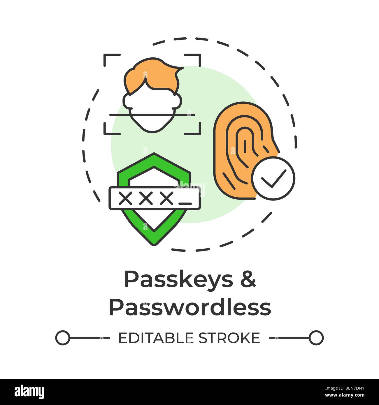 Passkeys and passwordless multi color concept icon Stock Vector