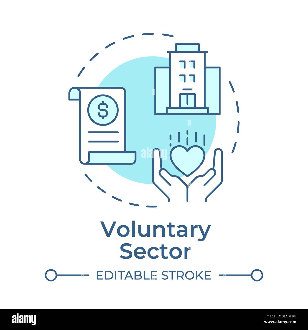 Voluntary sector soft blue concept icon Stock Vector