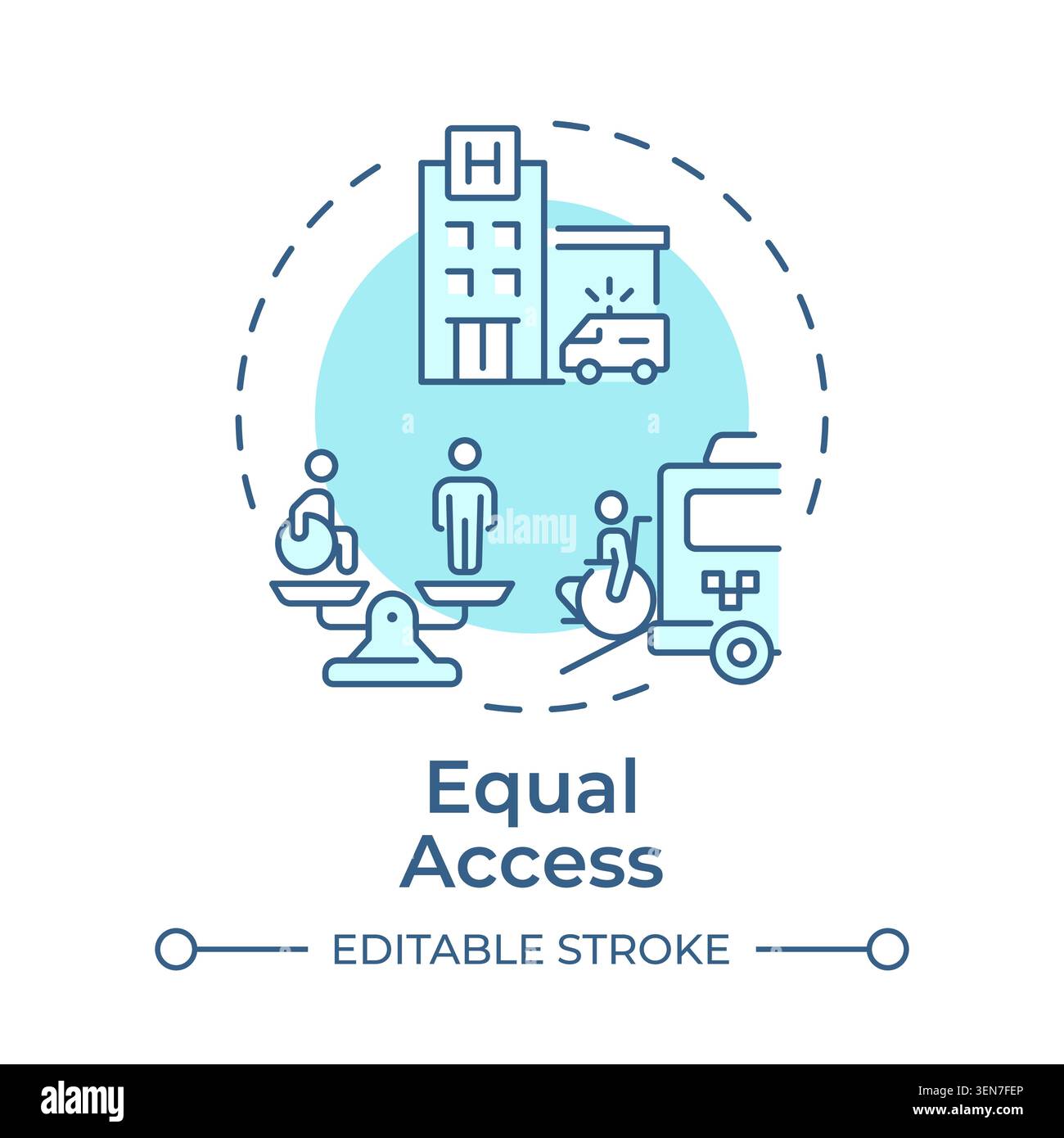 Equal access soft blue concept icon Stock Vector
