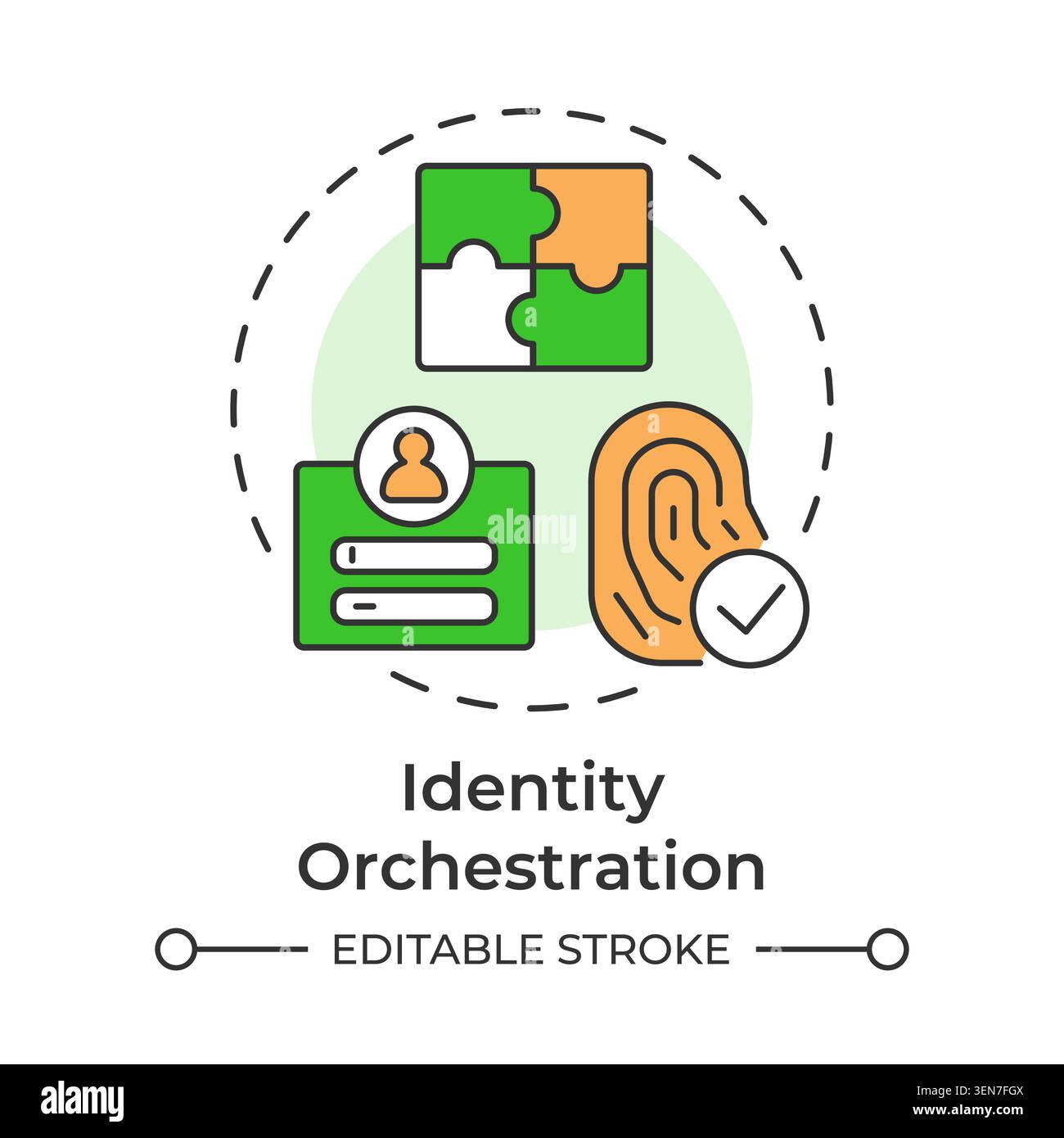Identity orchestration multi color concept icon Stock Vector