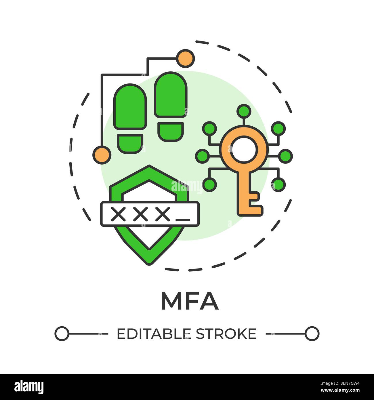 MFA multi color concept icon Stock Vector