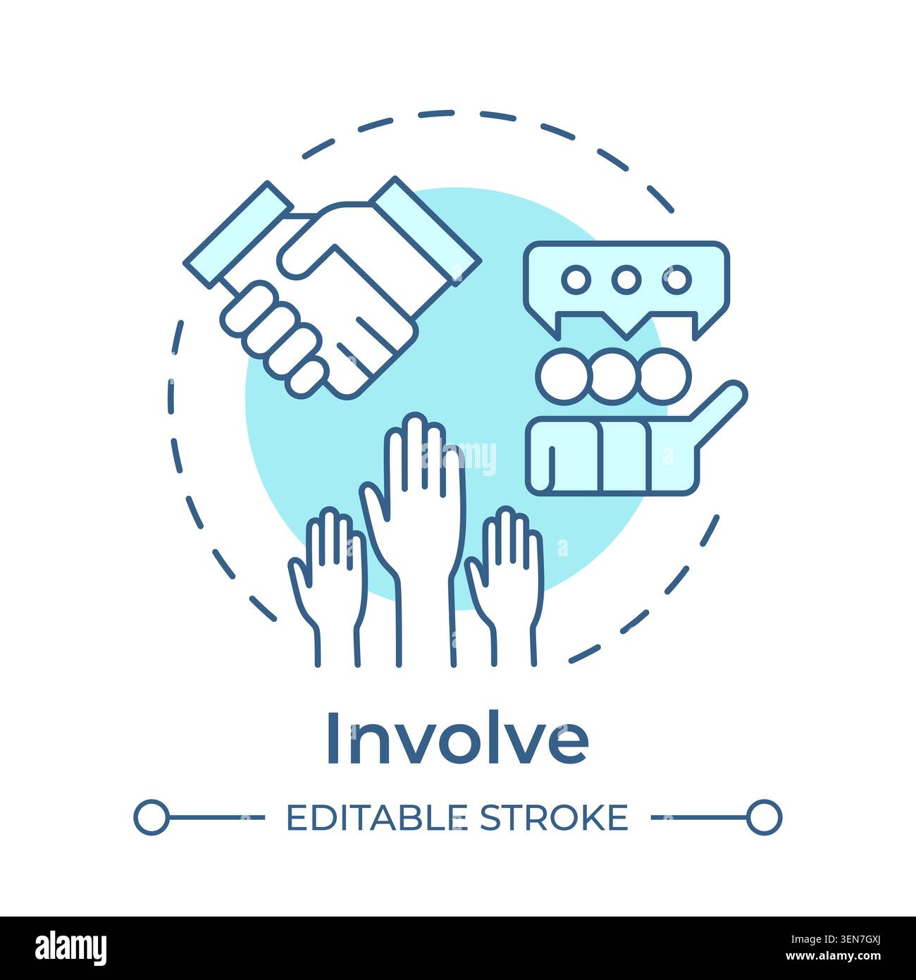 Involve soft blue concept icon Stock Vector