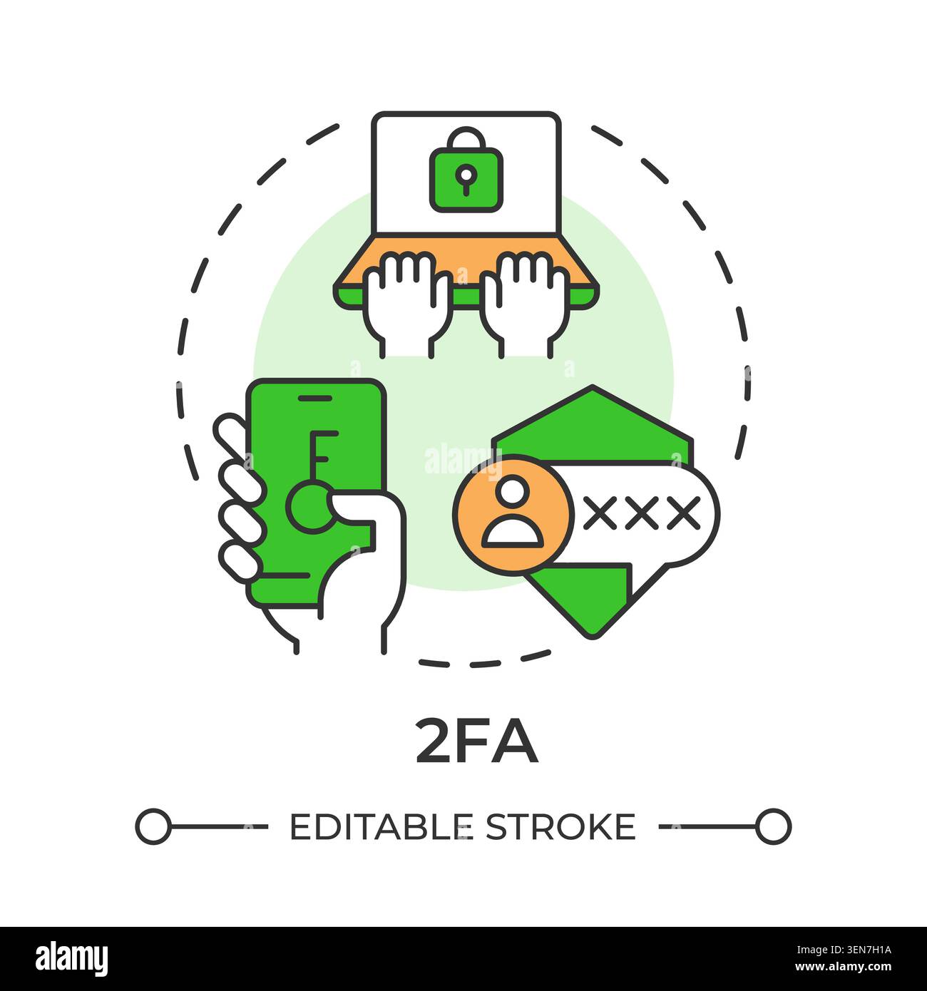 2FA multi color concept icon Stock Vector