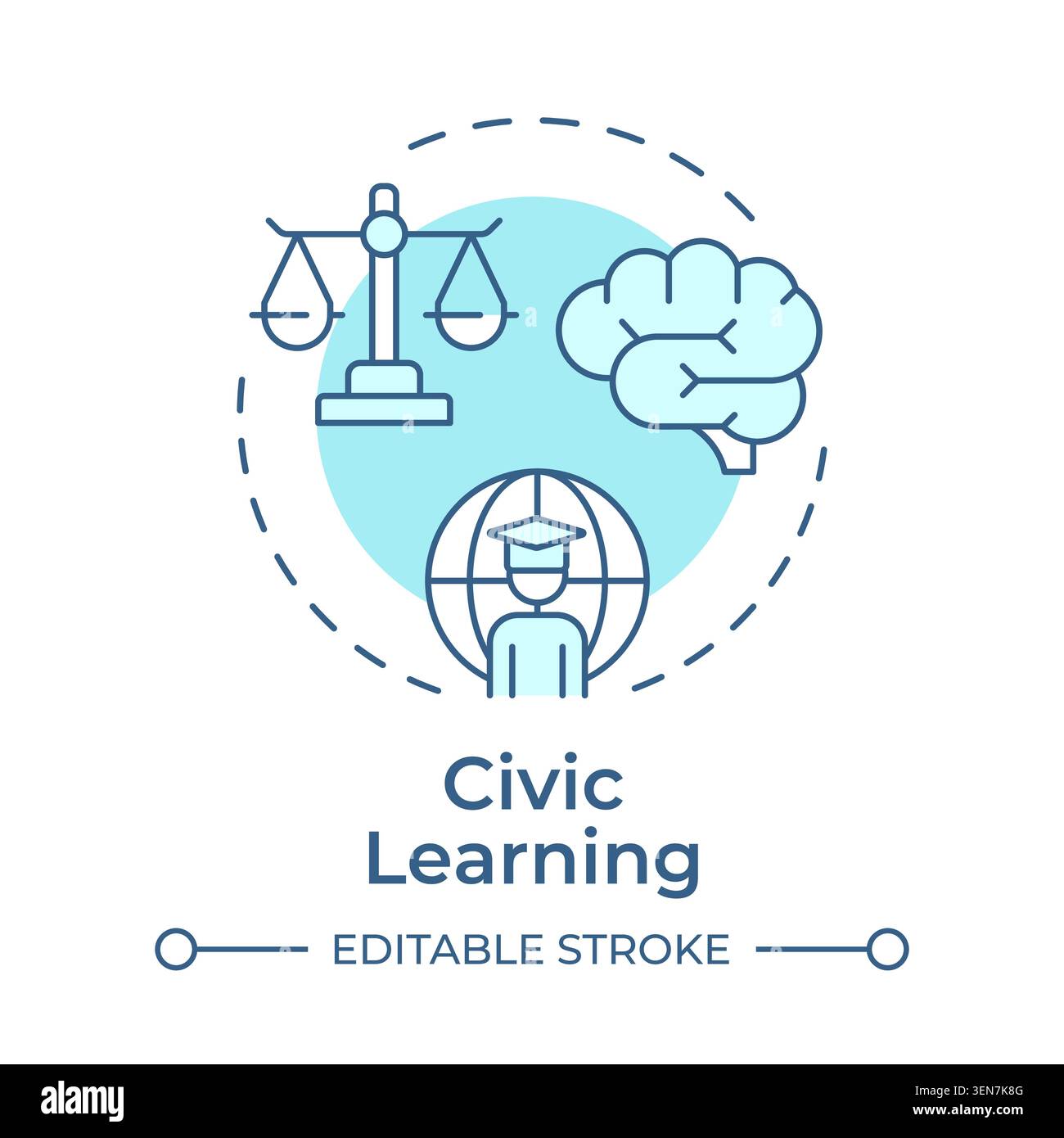 Civic learning soft blue concept icon Stock Vector