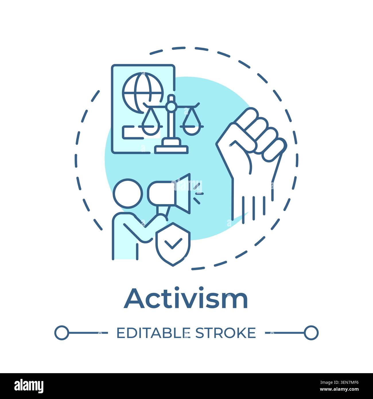 Activism soft blue concept icon Stock Vector