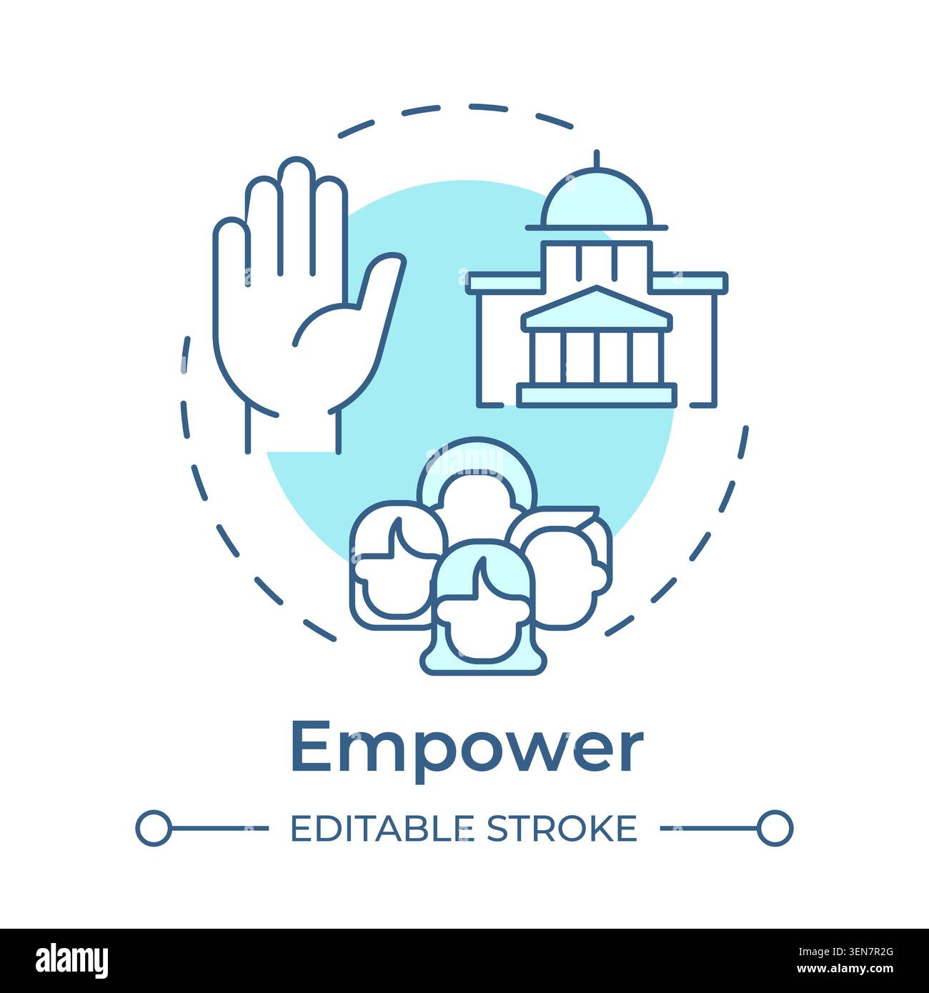 Empower soft blue concept icon Stock Vector