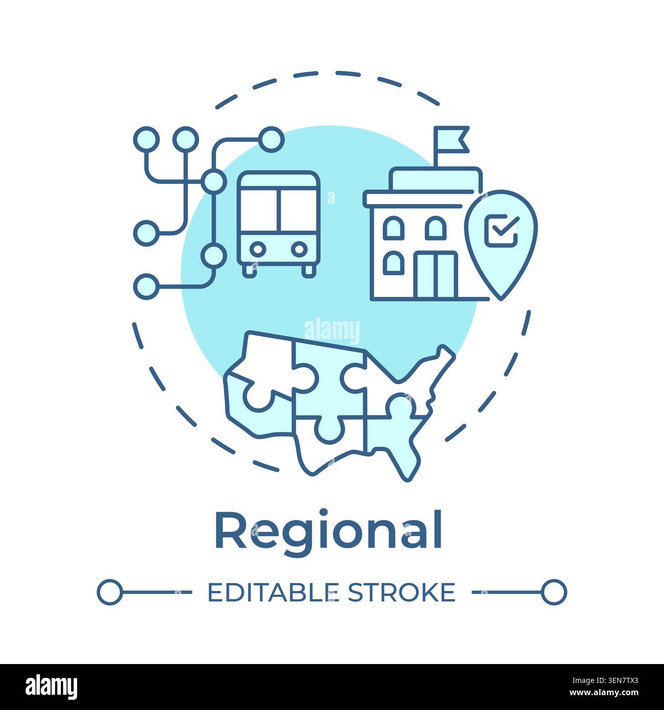 Regional soft blue concept icon Stock Vector
